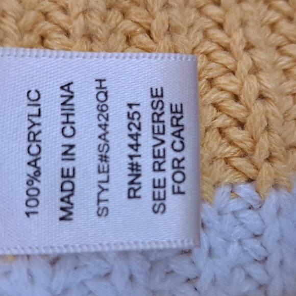 Sincerely Jules Colorblock Sweater - White, Blue, Mustard Size Large - Picture 5 of 7